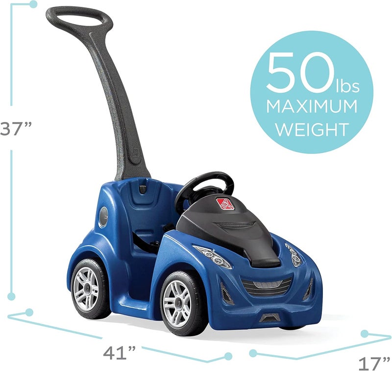 Step2 Buggy GT, Single Seater Kids Push Car, Easy to Store Ride On Toy with Seatbelt, Horn and Storage Trunk, Suitable for Children both Boys and Girls Aged 18m and Above, Blue - Image 2